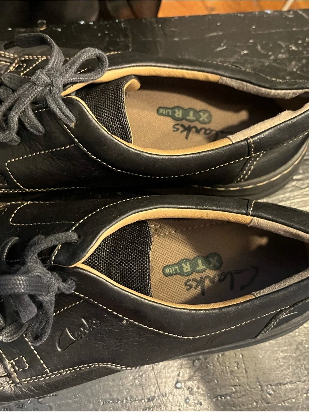 Clarks Black Leather Lace-Up Casual Loafers